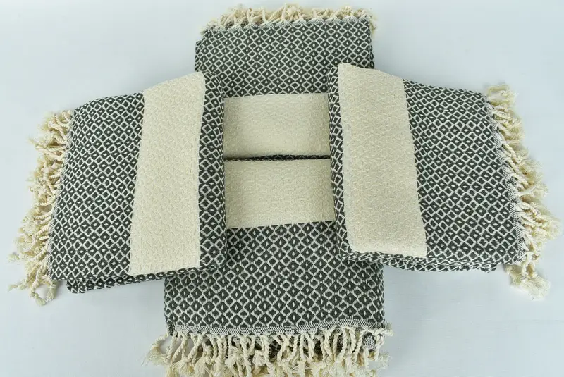 70x40 Cotton Geometric Towel, Embroidered Towel, Wedding Gifts Towel, Lightweight towel, Luxury Turkish beach towel with fringe, Baby Boy Gift - 6