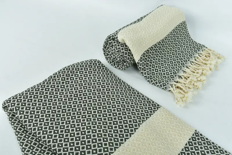 70x40 Cotton Geometric Towel, Embroidered Towel, Wedding Gifts Towel, Lightweight towel, Luxury Turkish beach towel with fringe, Baby Boy Gift - 7