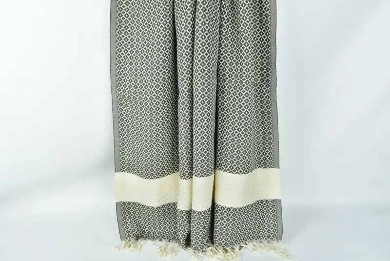 70x40 Cotton Geometric Towel, Embroidered Towel, Wedding Gifts Towel, Lightweight towel, Luxury Turkish beach towel with fringe, Baby Boy Gift - 8
