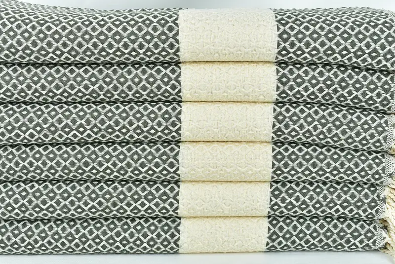 70x40 Cotton Geometric Towel, Embroidered Towel, Wedding Gifts Towel, Lightweight towel, Luxury Turkish beach towel with fringe, Baby Boy Gift - 2