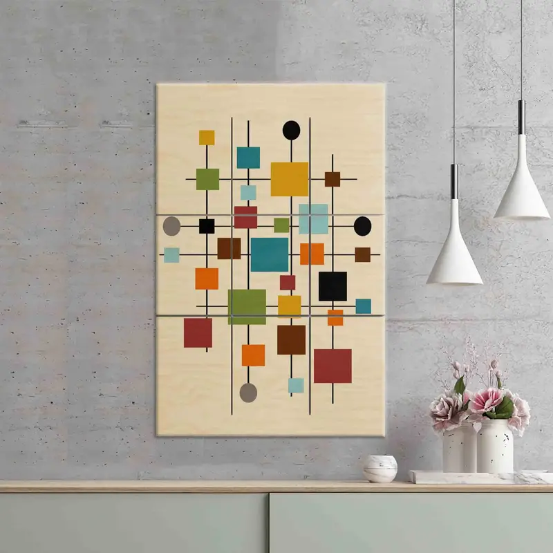 Mid Century Boho Abstract Canvas Print for Trendy Girl Room