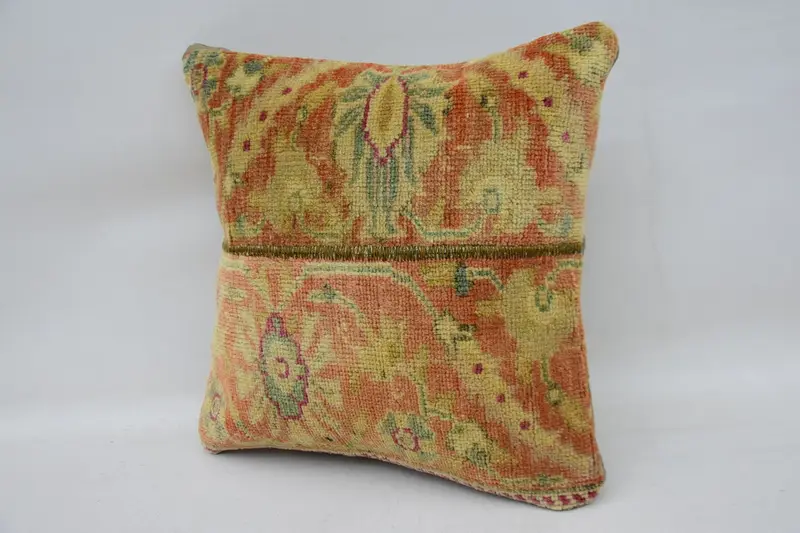 Handmade Kilim Cushion, 12x12 Beige Pillow Sham, Retro Cushion Cover, Pillow Sham, Square Throw Cushion Case, Turkish Kilim Pillow, Antique Pillows - 3
