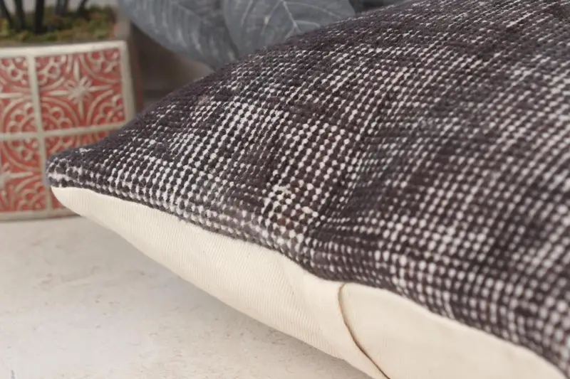 Turkish Bench Cushion Case, Pillow for Couch, Cushion Cover, 14x14 Gray Cushion, Turkish Kilim Pillow, Pillow for Sofa - 7