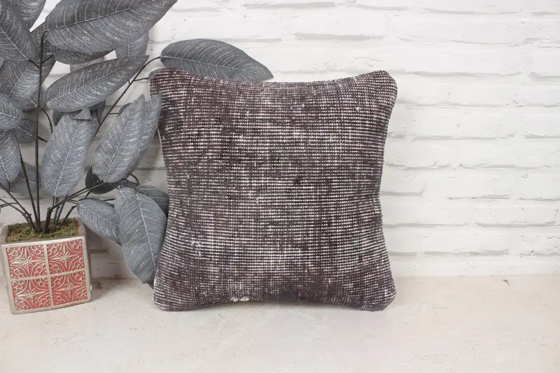 Turkish Bench Cushion Case, Pillow for Couch, Cushion Cover, 14x14 Gray Cushion, Turkish Kilim Pillow, Pillow for Sofa - 1