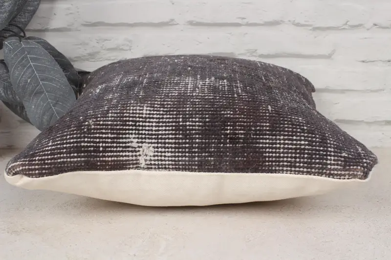 Turkish Bench Cushion Case, Pillow for Couch, Cushion Cover, 14x14 Gray Cushion, Turkish Kilim Pillow, Pillow for Sofa - 5
