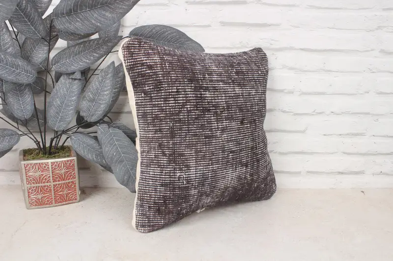 Turkish Bench Cushion Case, Pillow for Couch, Cushion Cover, 14x14 Gray Cushion, Turkish Kilim Pillow, Pillow for Sofa - 3