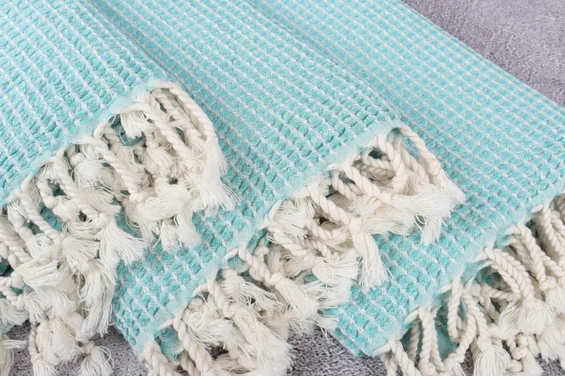 Bathroom Towel, 68x36 Cotton Waffle Towel, Bridal Shower Gift, Absorbent towel, Sand-resistant towel, Traditional Turkish peshtemal for hammam - 5