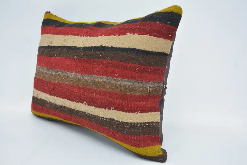 Vintage Kilim Throw Pillow, Turkish Kilim Pillow, Cotton Cushion Cover, Cushion Case, Throw Kilim Pillow, 16x24 Red Cushion Case - 4