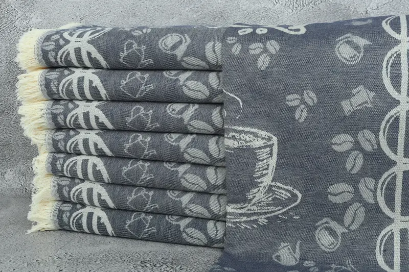 Valentines Day Gift Idea, 28x20 Cotton Coffee Patterned Towel, Turkish Hand Towel, Gift For Wedding Day, Kitchen Towel, Travel Towel, Wedding Gift - 2