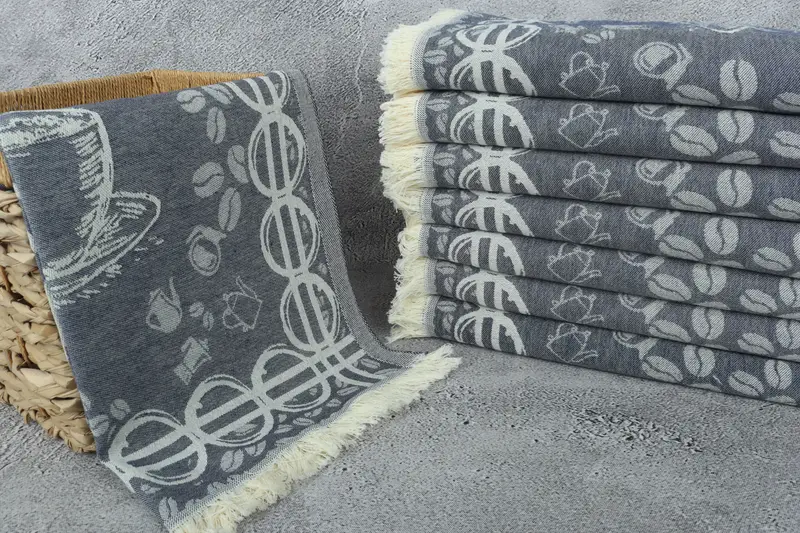 Valentines Day Gift Idea, 28x20 Cotton Coffee Patterned Towel, Turkish Hand Towel, Gift For Wedding Day, Kitchen Towel, Travel Towel, Wedding Gift - 4