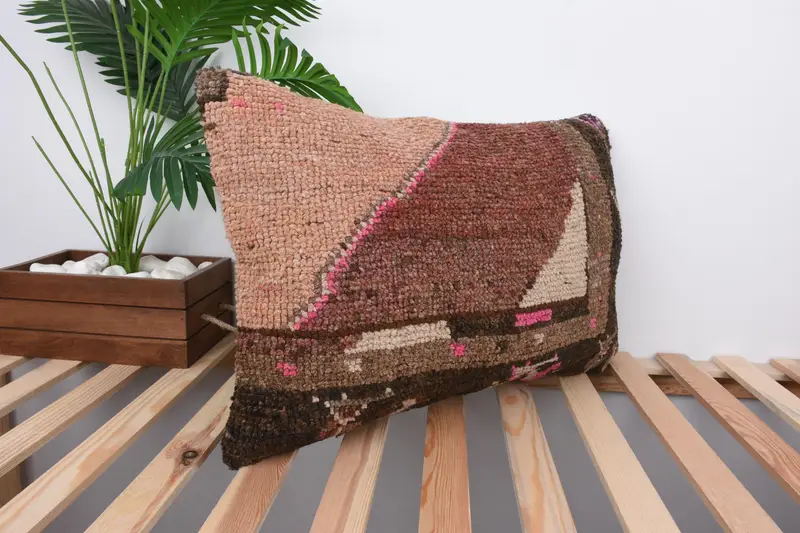 Sustainable Cushion Case, Cushion, 16x24 Brown Cushion Case, Vintage Kilim Throw Pillow, Kilim Pillow, Pillow for Couch, Lounge Throw Pillow Cover - 4