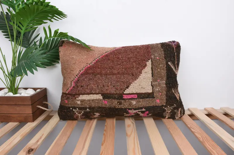 Sustainable Cushion Case, Cushion, 16x24 Brown Cushion Case, Vintage Kilim Throw Pillow, Kilim Pillow, Pillow for Couch, Lounge Throw Pillow Cover - 1