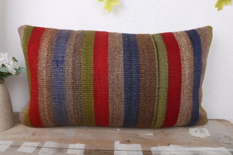 12x24 Red Cushion Case, Pillow Case, Antique Pillows, Vintage Kilim Pillow, Shabby Chic Pillow Case, Turkish Pillow, Pet Pillow Cover, Aztec Pillow - 2