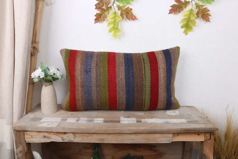 12x24 Red Cushion Case, Pillow Case, Antique Pillows, Vintage Kilim Pillow, Shabby Chic Pillow Case, Turkish Pillow, Pet Pillow Cover, Aztec Pillow - 1
