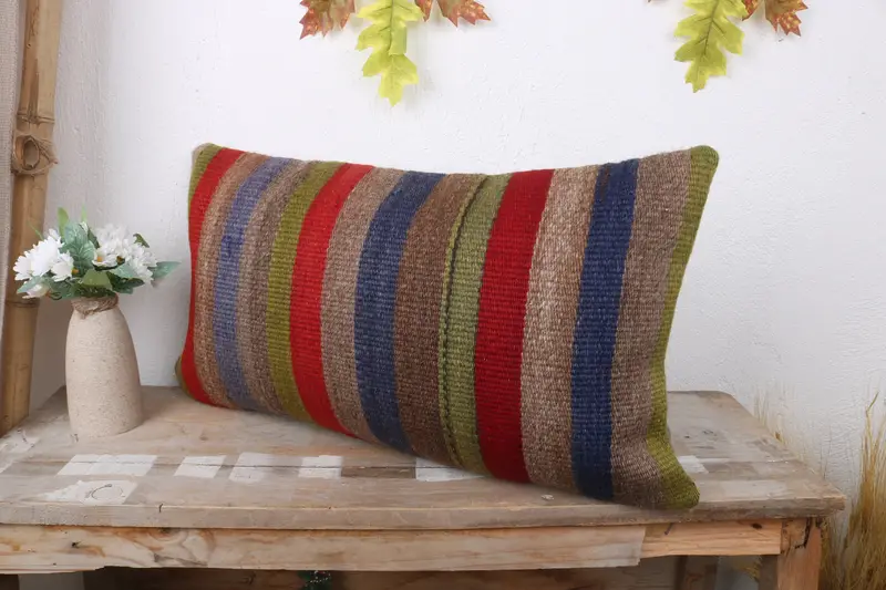 12x24 Red Cushion Case, Pillow Case, Antique Pillows, Vintage Kilim Pillow, Shabby Chic Pillow Case, Turkish Pillow, Pet Pillow Cover, Aztec Pillow - 4