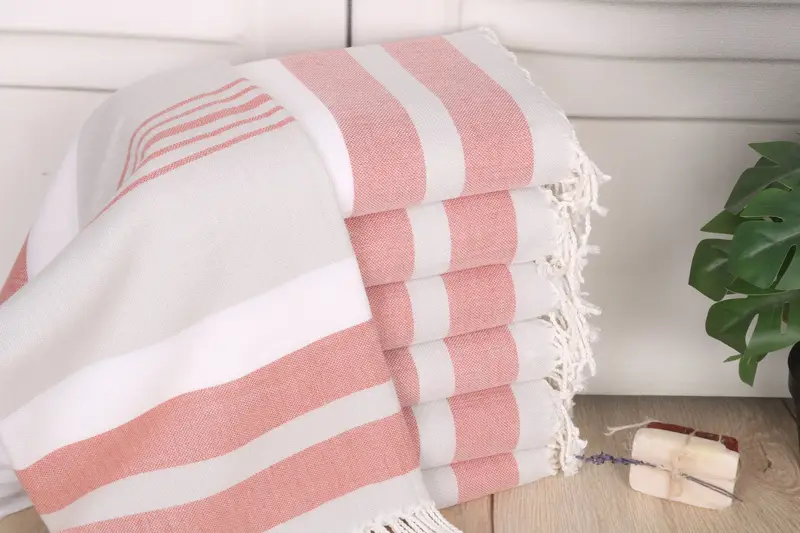 Beach Towel Gray-Brick Cotton Striped Custom Gift, 40x71 Inches