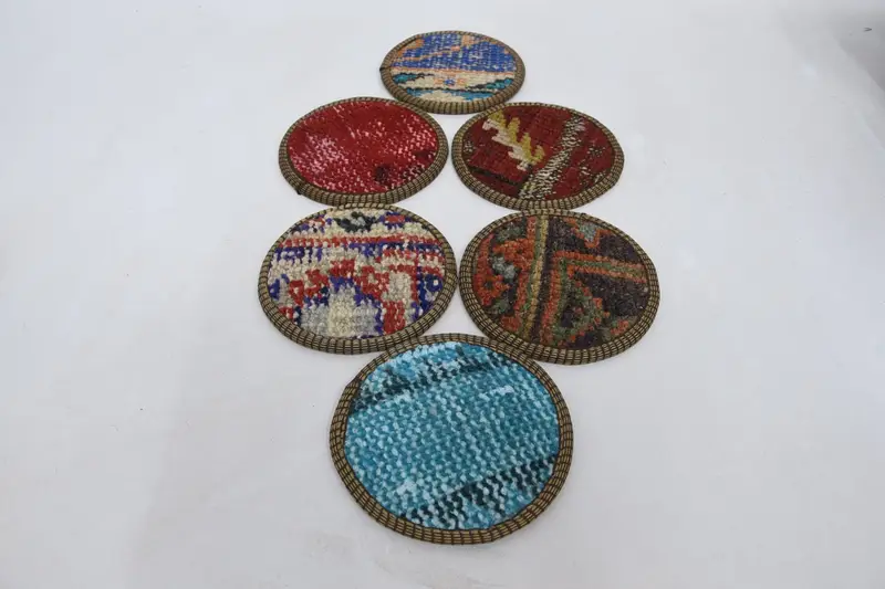 Bohemian Round Coaster, Red and Bronze Circle Pad