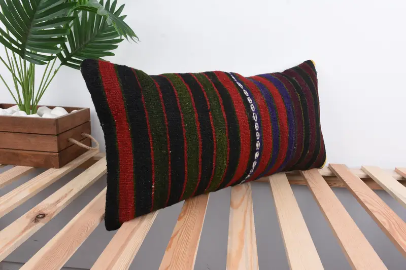 12x24 Green Cushion Case, Toss Pillow, Vintage Pillow, Cushion Case, Kilim Pillow, Chair Cushion Case, Vintage Kilim Throw Pillow - 4