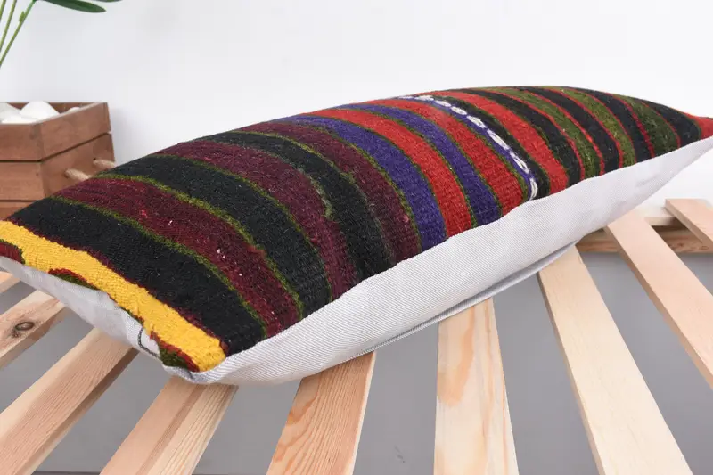 12x24 Green Cushion Case, Toss Pillow, Vintage Pillow, Cushion Case, Kilim Pillow, Chair Cushion Case, Vintage Kilim Throw Pillow - 6