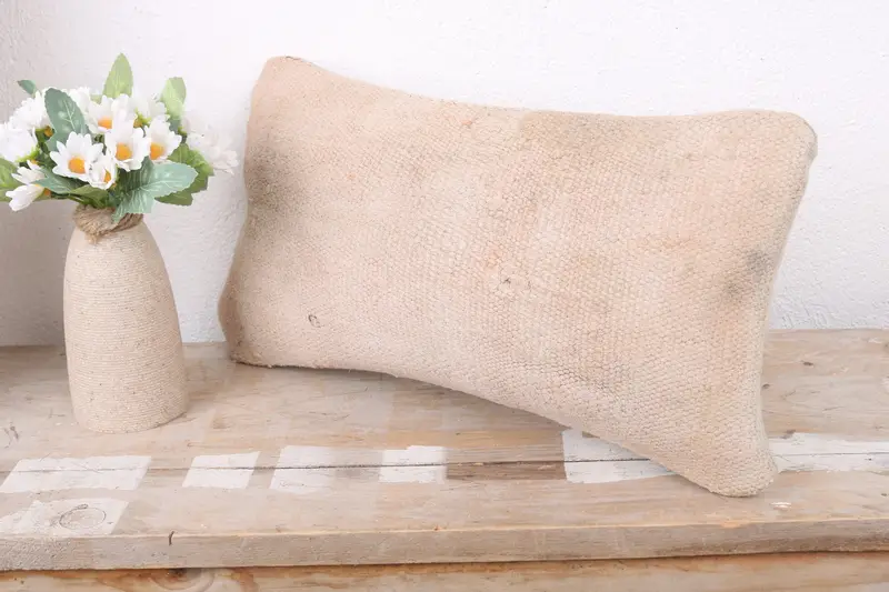 Handmade Kilim Cushion, Shabby Chic Cushion, Pillow Sham, Kilim Cushion Sham, Interior Designer Pillow, 8x16 White Pillow Sham - 4