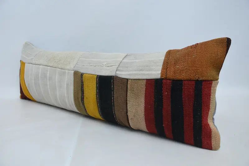 Vintage Kilim Pillow, Pillow for Sofa, Authentic Pillow, Pillow Sham, Muted Cushion Cover, Turkish Pillow, 12x36 Beige Pillow Case - 4