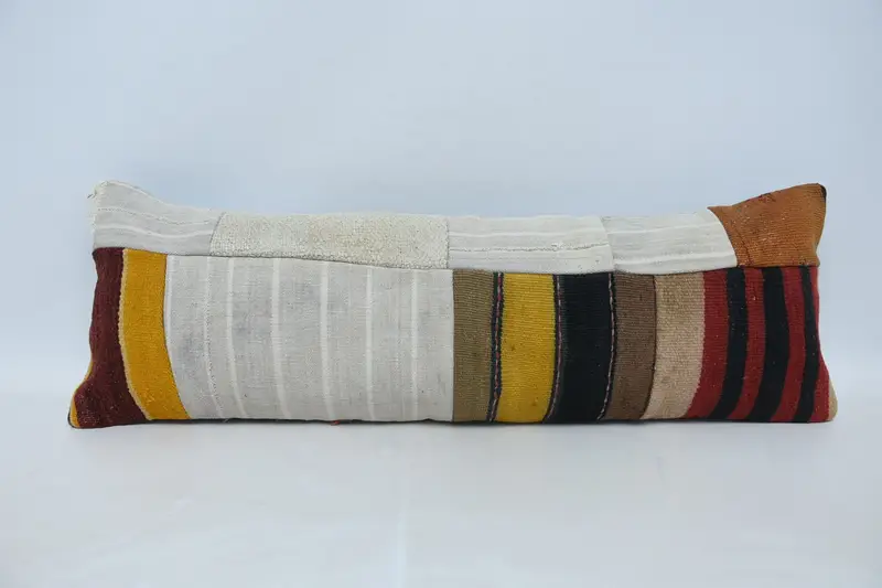 Vintage Kilim Pillow, Pillow for Sofa, Authentic Pillow, Pillow Sham, Muted Cushion Cover, Turkish Pillow, 12x36 Beige Pillow Case - 1