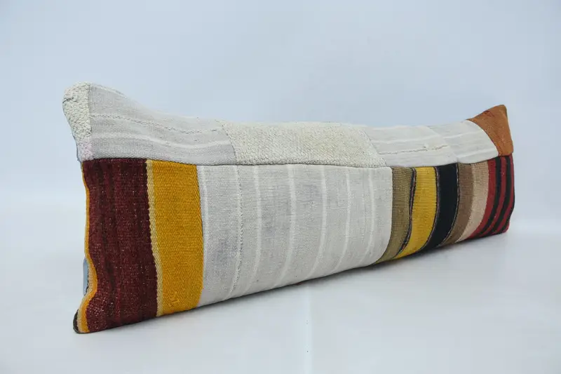 Vintage Kilim Pillow, Pillow for Sofa, Authentic Pillow, Pillow Sham, Muted Cushion Cover, Turkish Pillow, 12x36 Beige Pillow Case - 3