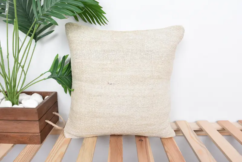 Handgewebtes Hanf-Kelim-Wurfkissen, besticktes Kissen im Südwesten