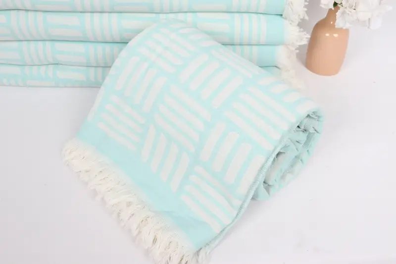 Bridesmaid Gifts, Bridal Shower Gift, Wedding Gift Ideas, Personalized Home Gift Wedding, 96x88 Cotton Geometric Towel, Personalized Blanket - 4