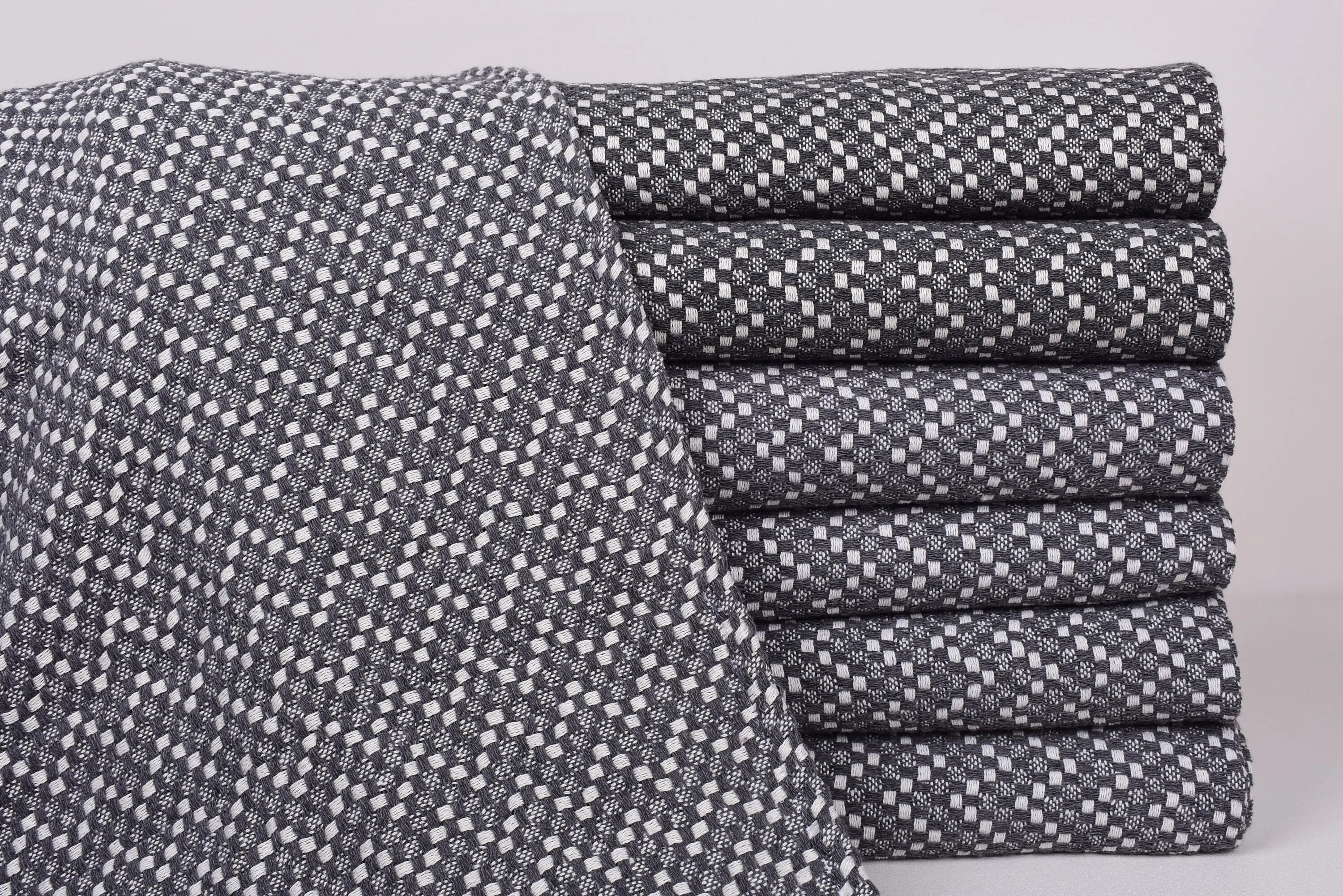 Herringbone Tea Towel Cotton Dark Gray, Personalized Dish Towel, 32x20 Inches - 1
