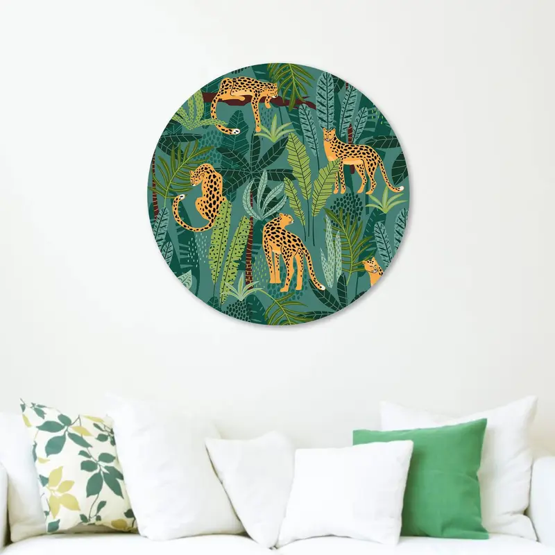 Eleganter grüner Tiger-Druck: Boho botanische tropische Leinwand