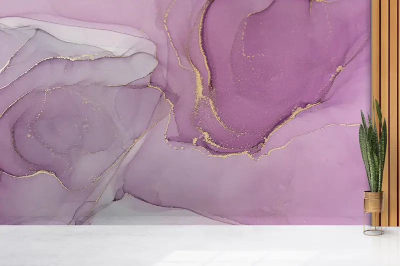 Abstract Wall Print, Wall Paper Peel and Stick, Custom Wall Paper, 3d Wall Paper, Modern Wall Paper, , Pink Marble Wall Print, - 2
