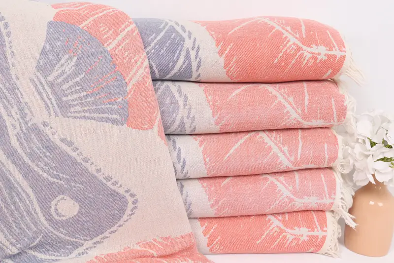 Turkish Blanket, Bachelorette Gifts, 88x64 Cotton Underwater Animals Design Towel, Decorative Bedspread, Boho Throw Blankets, Beach Blanket - 2