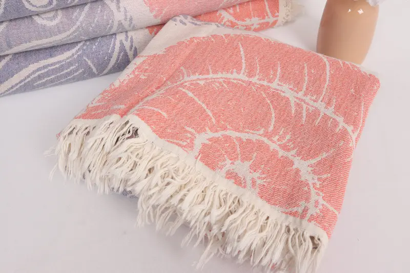 Turkish Blanket, Bachelorette Gifts, 88x64 Cotton Underwater Animals Design Towel, Decorative Bedspread, Boho Throw Blankets, Beach Blanket - 6