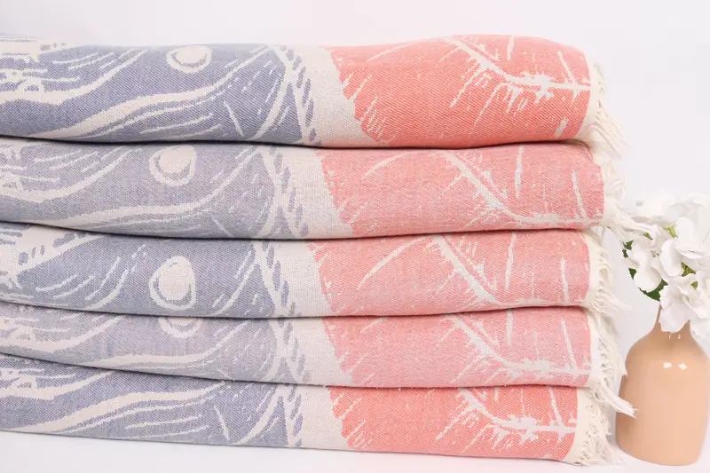 Turkish Blanket, Bachelorette Gifts, 88x64 Cotton Underwater Animals Design Towel, Decorative Bedspread, Boho Throw Blankets, Beach Blanket - 4