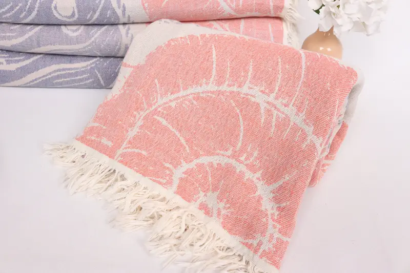 Turkish Blanket, Bachelorette Gifts, 88x64 Cotton Underwater Animals Design Towel, Decorative Bedspread, Boho Throw Blankets, Beach Blanket - 5