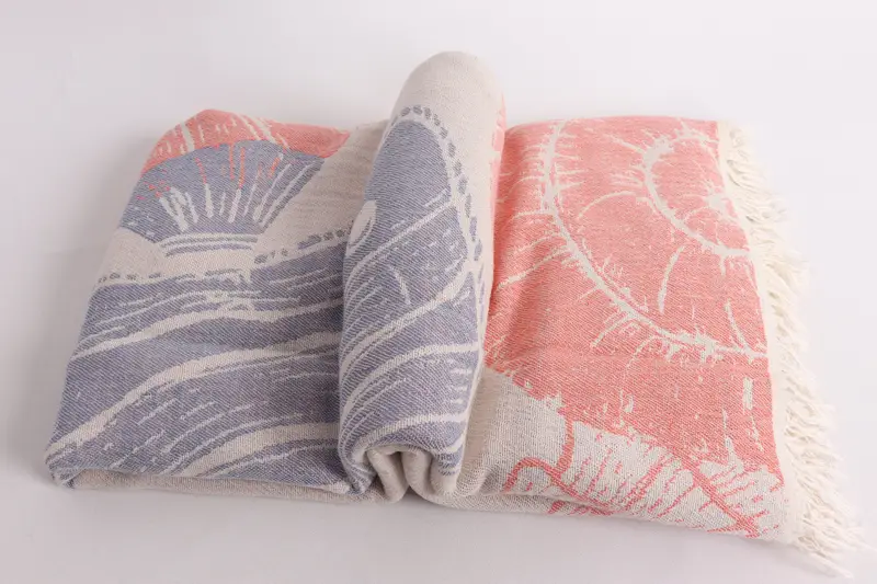Turkish Blanket, Bachelorette Gifts, 88x64 Cotton Underwater Animals Design Towel, Decorative Bedspread, Boho Throw Blankets, Beach Blanket - 7