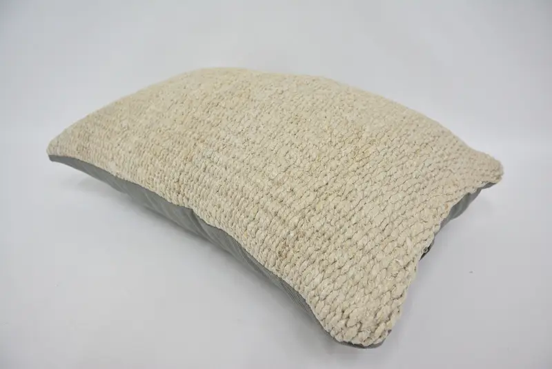 Pillow for Sofa, Office Chair Pillow Cover, Pillow Sham, Boho Pillow, Handmade Kilim Cushion, Vintage Kilim Pillow Cushion Case, 16x24 Beige Cushion - 6