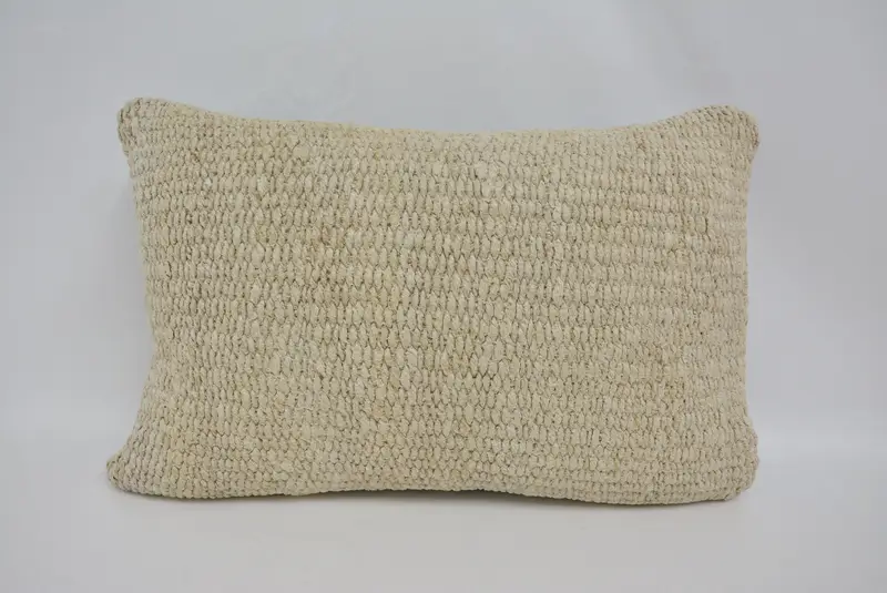 Pillow for Sofa, Office Chair Pillow Cover, Pillow Sham, Boho Pillow, Handmade Kilim Cushion, Vintage Kilim Pillow Cushion Case, 16x24 Beige Cushion - 1