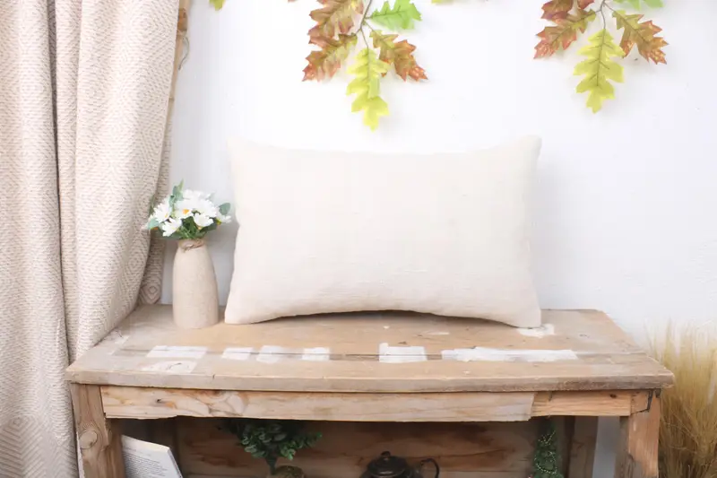 12x20 Beige Pillow Sham, Kilim Rug Cushion Case, Pillow for Couch, Bolster Throw Cushion Cover, Home Decor Pillow, Pillow, Handmade Kilim Cushion - 1