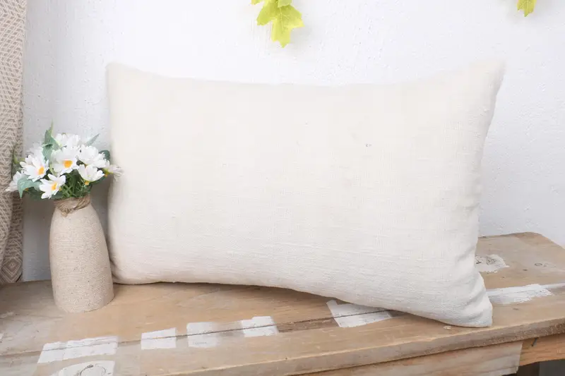 12x20 Beige Pillow Sham, Kilim Rug Cushion Case, Pillow for Couch, Bolster Throw Cushion Cover, Home Decor Pillow, Pillow, Handmade Kilim Cushion - 4