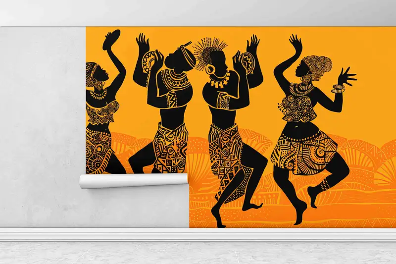 African Wall Poster, African Dancers Wallpaper, Pattern Wall Mural, African Woman And Man Digital Paper, Paper Wall Art, Ethnic Wall Decor - 5