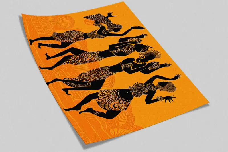 African Wall Poster, African Dancers Wallpaper, Pattern Wall Mural, African Woman And Man Digital Paper, Paper Wall Art, Ethnic Wall Decor - 8