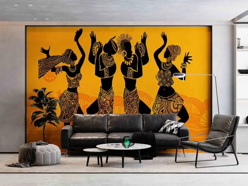 African Wall Poster, African Dancers Wallpaper, Pattern Wall Mural, African Woman And Man Digital Paper, Paper Wall Art, Ethnic Wall Decor - 6