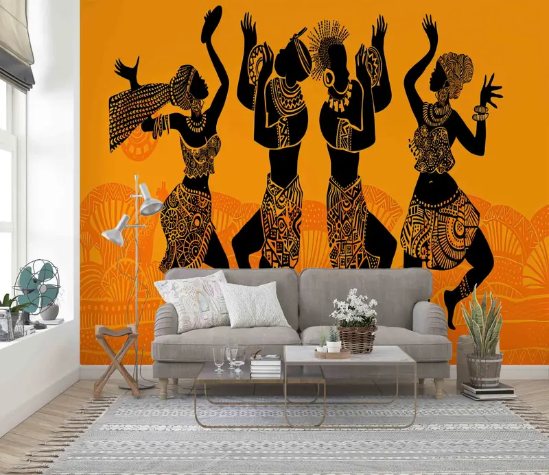 African Wall Poster, African Dancers Wallpaper, Pattern Wall Mural, African Woman And Man Digital Paper, Paper Wall Art, Ethnic Wall Decor - 4