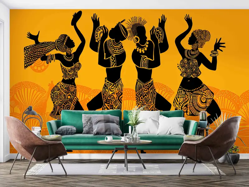 African Wall Poster, African Dancers Wallpaper, Pattern Wall Mural, African Woman And Man Digital Paper, Paper Wall Art, Ethnic Wall Decor - 7