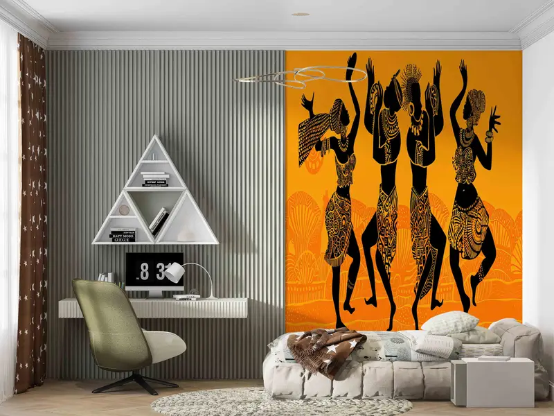 African Wall Poster, African Dancers Wallpaper, Pattern Wall Mural, African Woman And Man Digital Paper, Paper Wall Art, Ethnic Wall Decor - 3