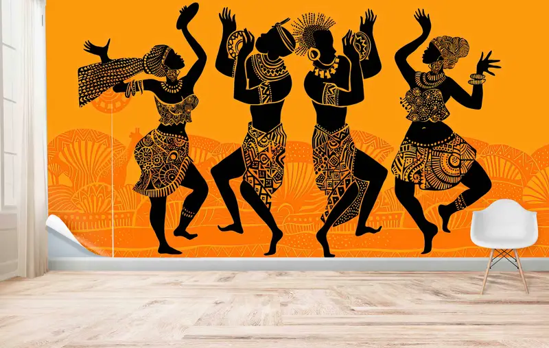 African Wall Poster, African Dancers Wallpaper, Pattern Wall Mural, African Woman And Man Digital Paper, Paper Wall Art, Ethnic Wall Decor - 2