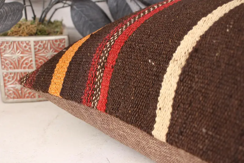 Aztec Cushion Case, Pattern Throw Pillow Cover, Home Decor Pillow, 16x24 Orange Pillow, Boho Pillow, Vintage Kilim Pillow, Cushion Case - 7