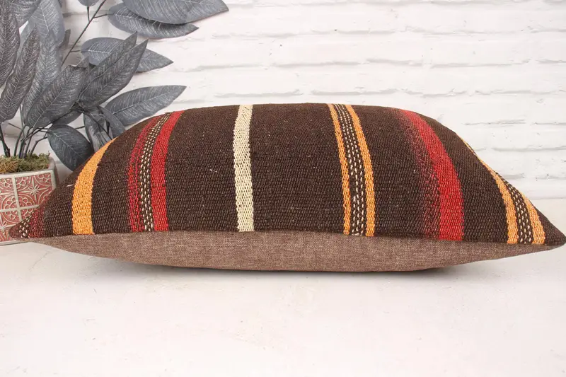 Aztec Cushion Case, Pattern Throw Pillow Cover, Home Decor Pillow, 16x24 Orange Pillow, Boho Pillow, Vintage Kilim Pillow, Cushion Case - 5